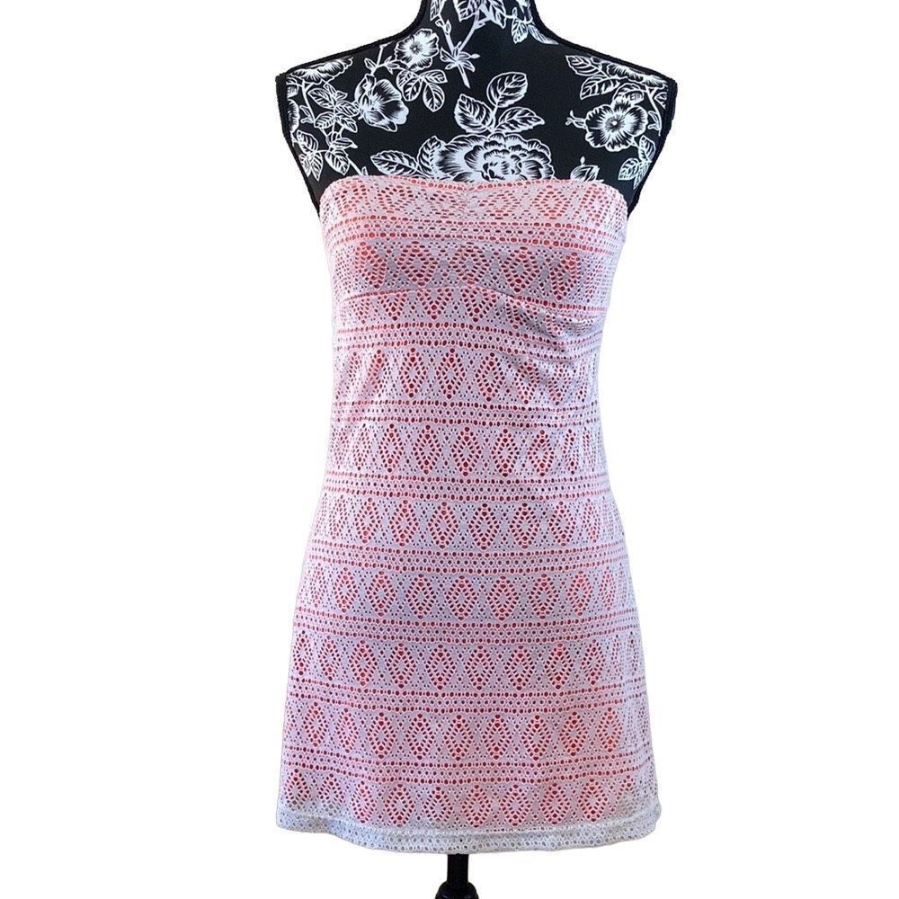 Tilly’s Strapless Sun Dress Beach Lace Macrame Tube Top Coverup Mini Boho Indie